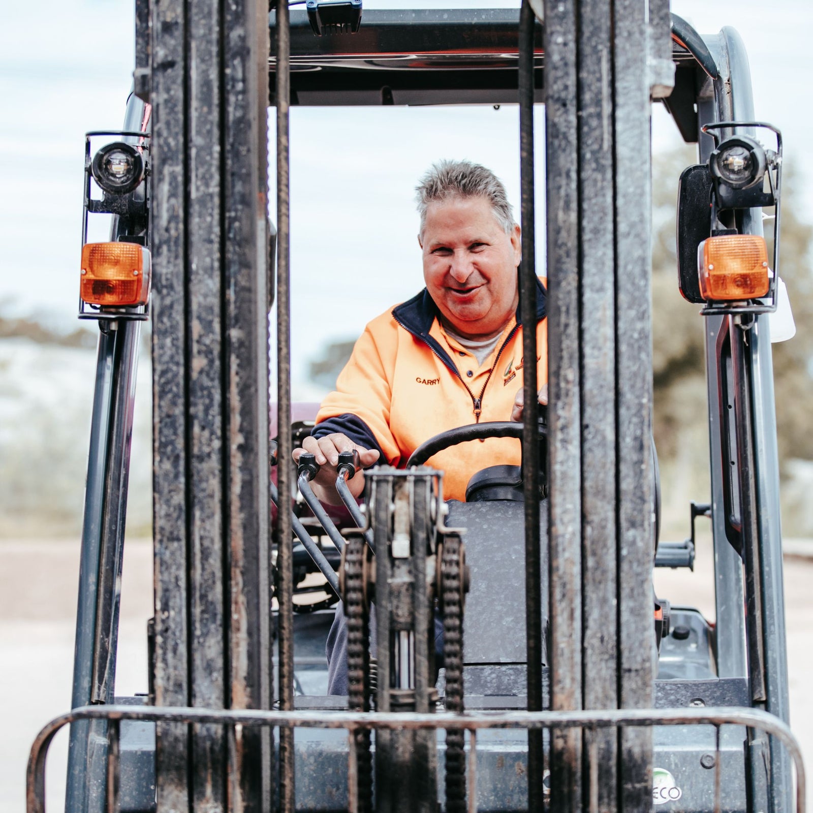 Gary and his forklift  - Bellevue Orchard & Summer Snow